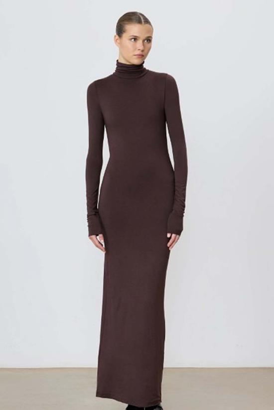  에태르네 롱 원피스 Éterne 긴소매 터틀넥 맥시 드레스 - ETERNE