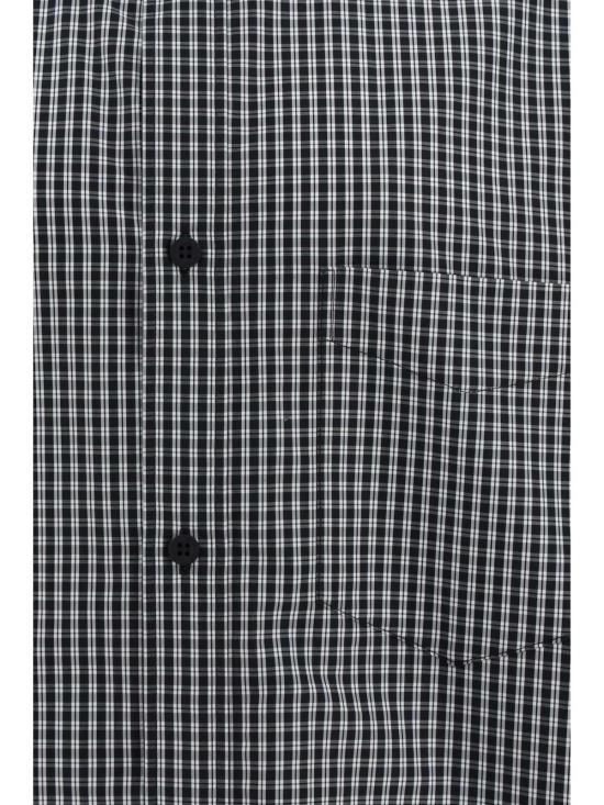  발렌시아가 긴팔 셔츠 체크 프린트 셔츠 블랙/화이트 - BALENCIAGA