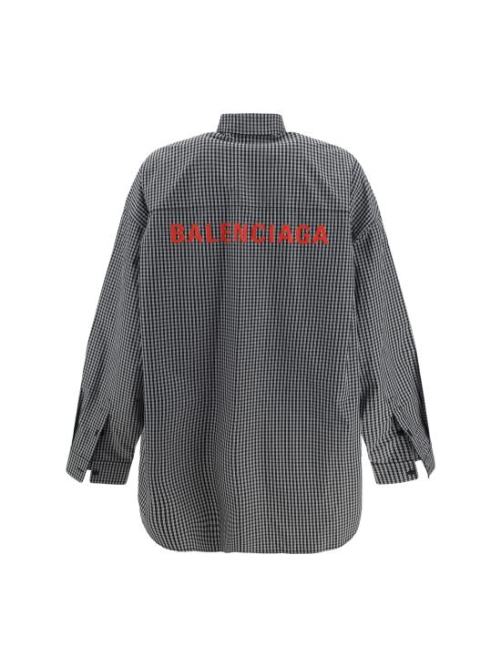  발렌시아가 긴팔 셔츠 체크 프린트 셔츠 블랙/화이트 - BALENCIAGA