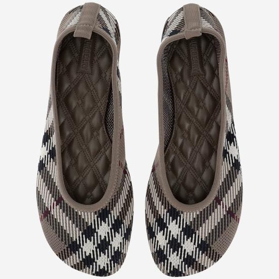  [키즈] 버버리 레이스업 슈즈 베이비 발레 플랫 레드 - BURBERRY