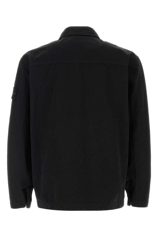  스톤 아일랜드 긴팔 셔츠 캔버스 셔츠 블랙 - STONE ISLAND