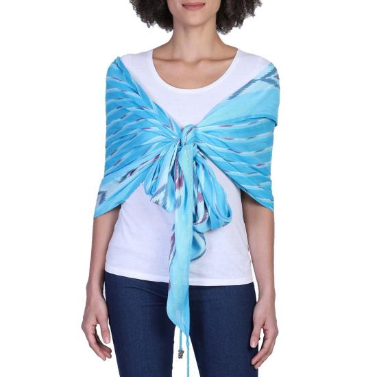  Vismaya 머플러/스카프 비스마야 다이아몬드 스트라이프 태슬 스카프 블루