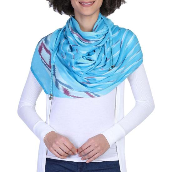  Vismaya 머플러/스카프 비스마야 다이아몬드 스트라이프 태슬 스카프 블루 - OTHER BRANDS