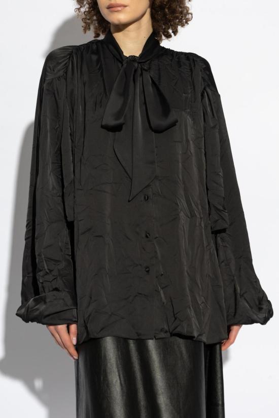  발렌시아가 블라우스 더블 슬리브 셔츠 블랙 - BALENCIAGA