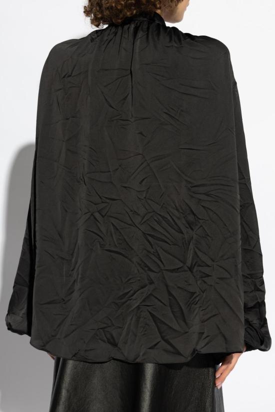  발렌시아가 블라우스 더블 슬리브 셔츠 블랙 - BALENCIAGA