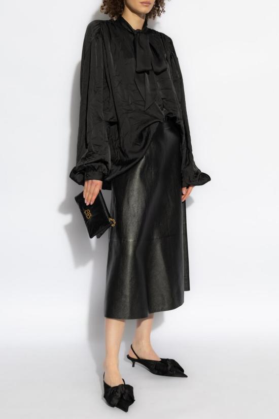  발렌시아가 블라우스 더블 슬리브 셔츠 블랙 - BALENCIAGA