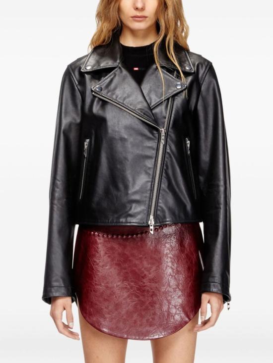  디젤 가죽 자켓 크롭 바이커 재킷 블랙 - DIESEL