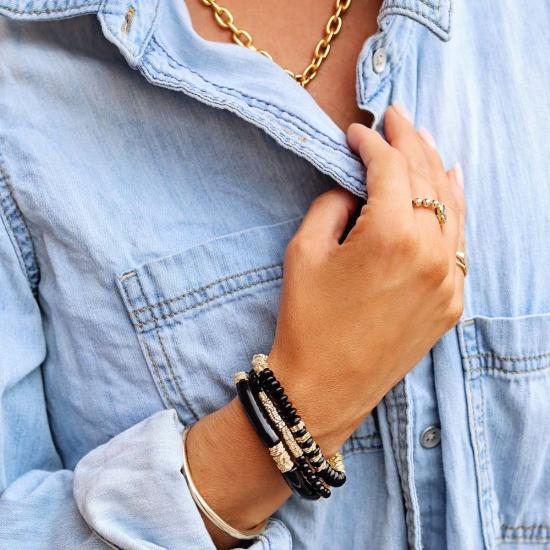  보우드 레인 팔찌 미드나잇 비치 스택 브레이슬릿 스택 블랙 - BOWOOD LANE