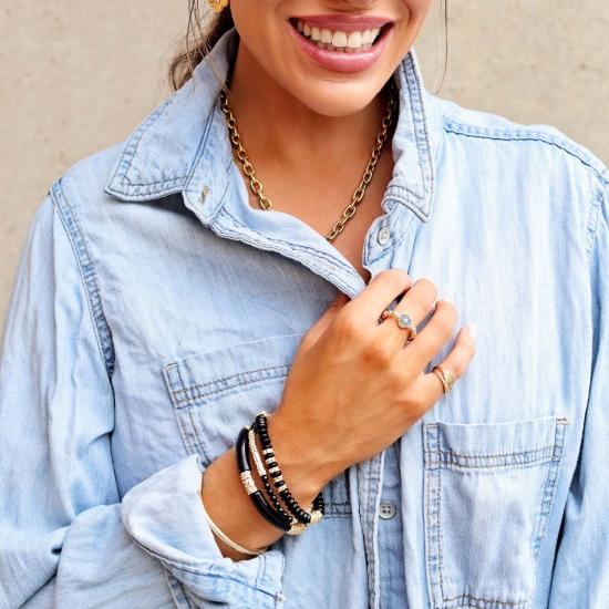  보우드 레인 팔찌 미드나잇 비치 스택 브레이슬릿 스택 블랙 - BOWOOD LANE