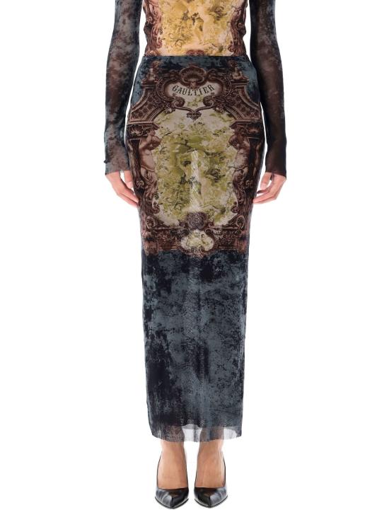  장 폴 고티에 롱 스커트 롱 메달리옹 스커트 블랙 블루 그린