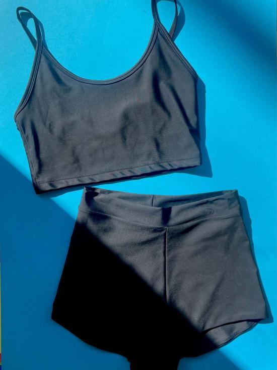  하케아 비키니 수영복 솔 하이웨이스트 비키니 쇼츠 블랙 - HAKEA