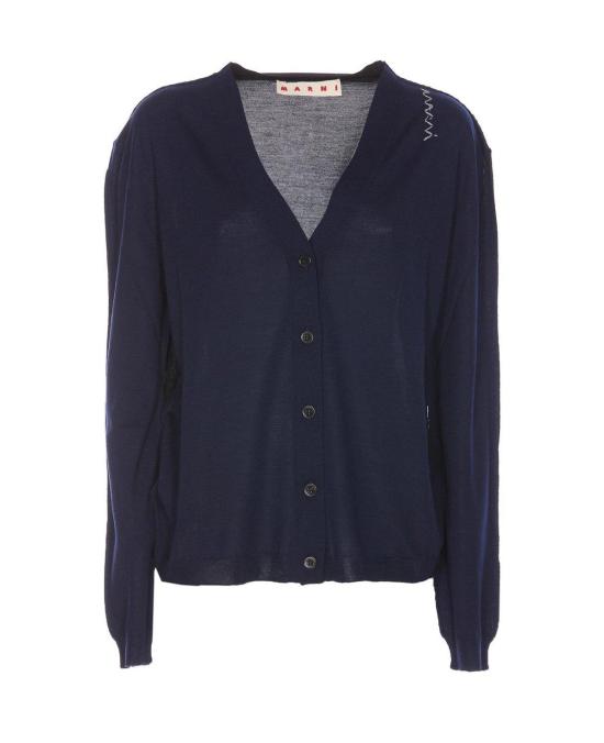  마르니 가디건 로고 자수 니트  (블루)