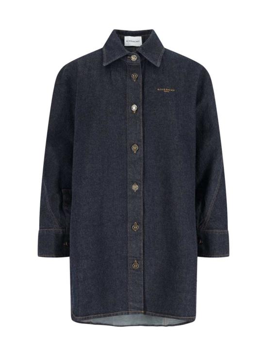  지방시 셔츠 데님 로고 셔츠 블루