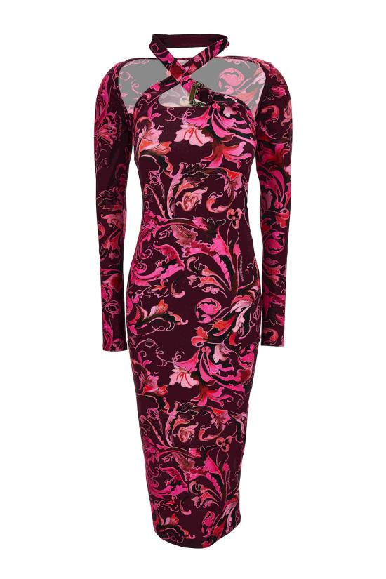  베르사체 롱 원피스 진 쿠튀르 드레스 (긴팔, 보라색)