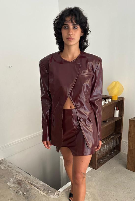  SAEMDI 가죽 자켓 사엠디 조각 수트 재킷 - SAEMDI