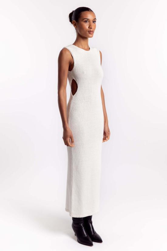  세인트아그니 롱 원피스 세인트 아그니 린넨 실크 블렌드 컷아웃 드레스 솔트 - ST.AGNI