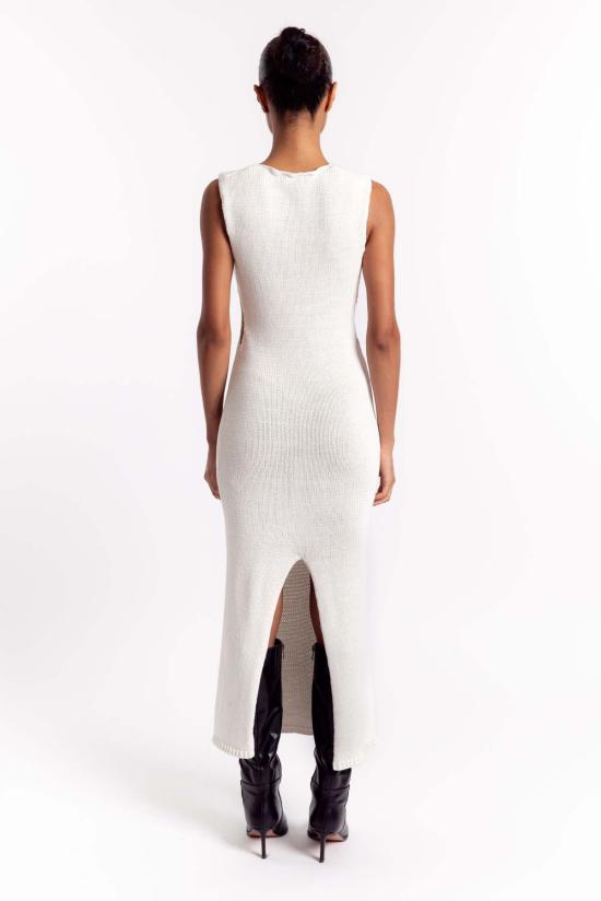  세인트아그니 롱 원피스 세인트 아그니 린넨 실크 블렌드 컷아웃 드레스 솔트 - ST.AGNI