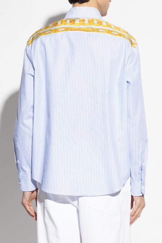  베르사체 긴팔 셔츠 포켓 셔츠, 투명 블루 - VERSACE