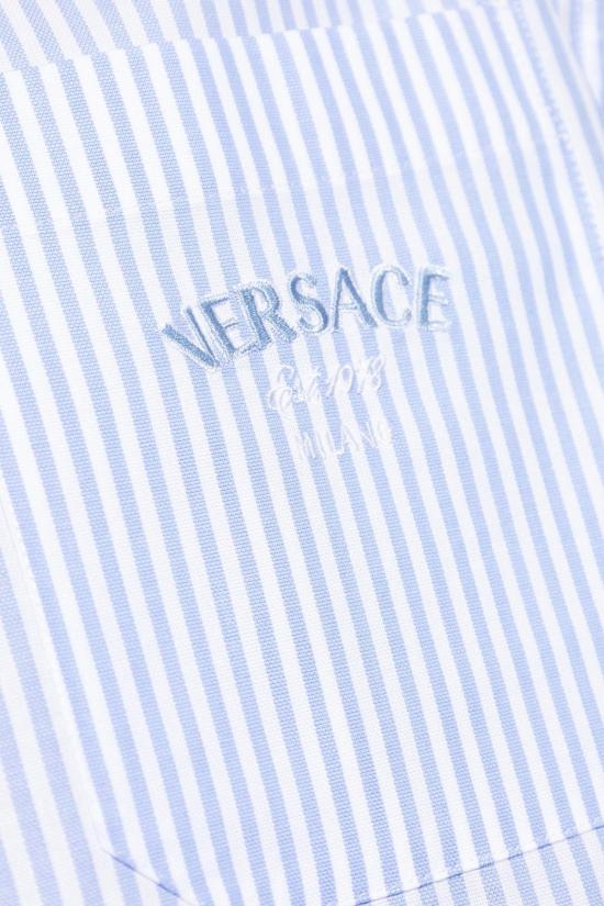  베르사체 긴팔 셔츠 포켓 셔츠, 투명 블루 - VERSACE