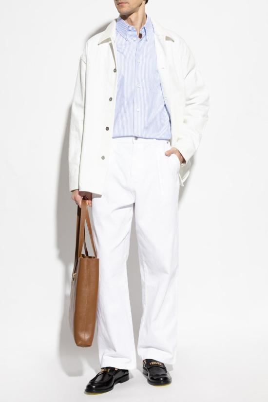  베르사체 긴팔 셔츠 포켓 셔츠, 투명 블루 - VERSACE