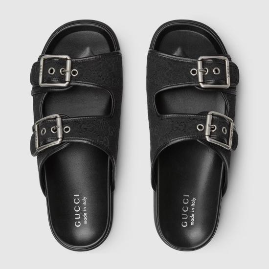 25FW 구찌 버클 슬라이드 샌들 831830FAD711000 Black - GUCCI