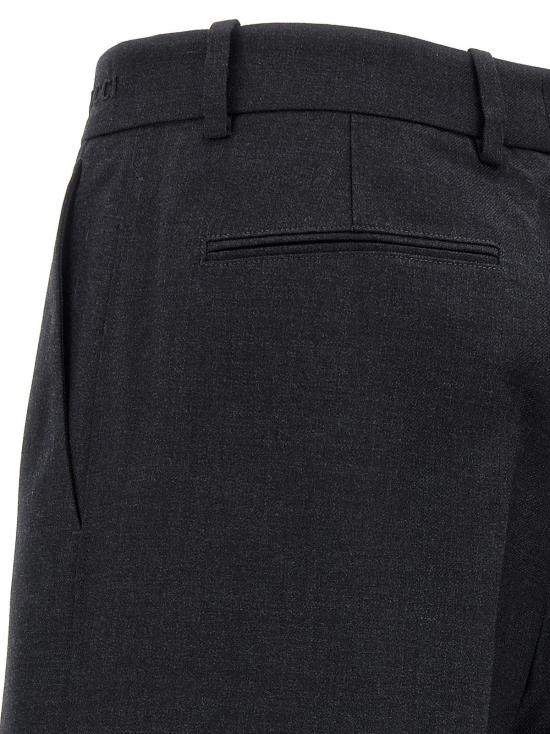  구찌 스트레이트 팬츠 로고 자수 울  다크 그레이 - GUCCI