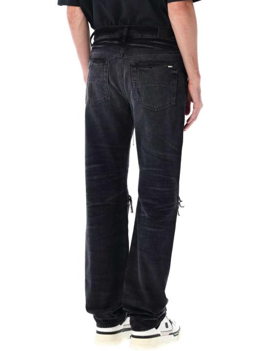  아미리 데님 팬츠 가죽 스트레이트 MX1 진 빈티지 블랙 - AMIRI