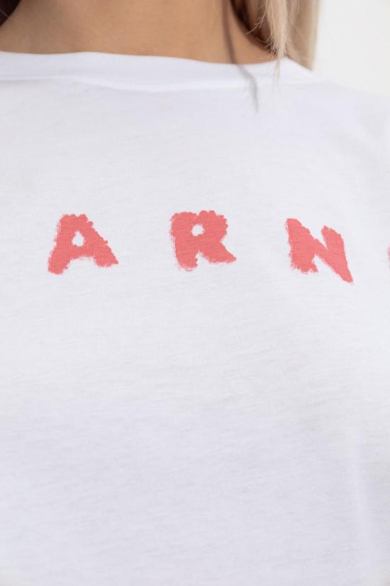  마르니 반팔 티셔츠 로고 티셔츠 비앙코 - MARNI