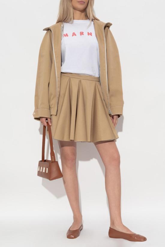  마르니 반팔 티셔츠 로고 티셔츠 비앙코 - MARNI