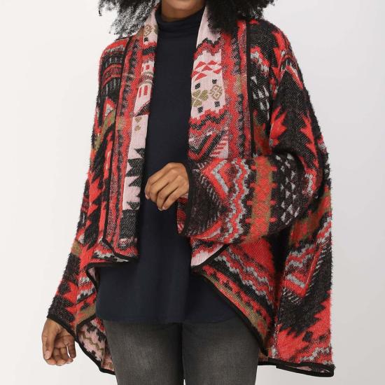  비스마야 가디건 산토 기모노 블랙 체리 - VISMAYA