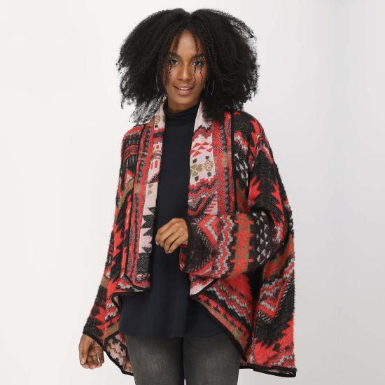  비스마야 가디건 산토 기모노 블랙 체리 - VISMAYA