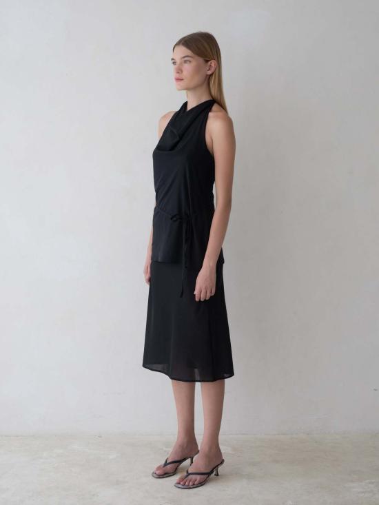  벨 안나 미디 스커트 리아 실크 스커트 블랙 - BELLE ANNA