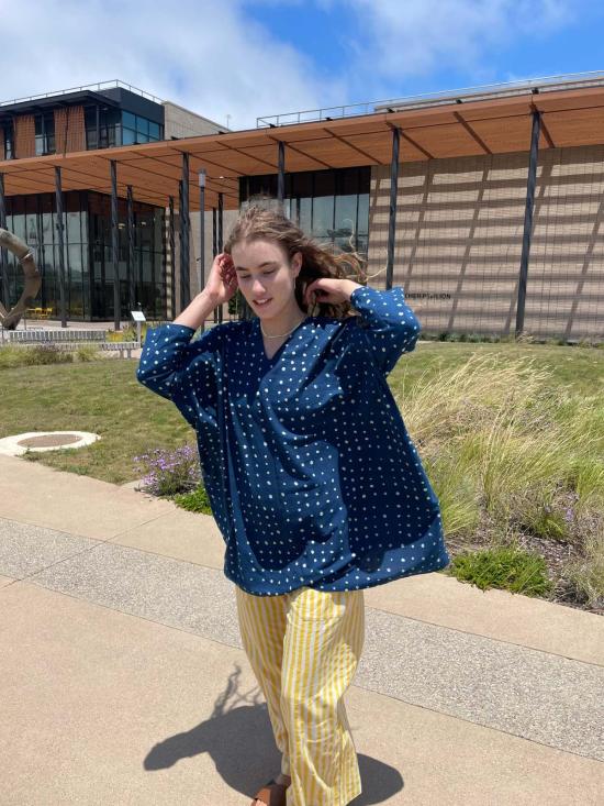  해피 프렌치 갱 숏 원피스 인디고 & 도트 드레스 인디고/도트 - HAPPY FRENCH GANG