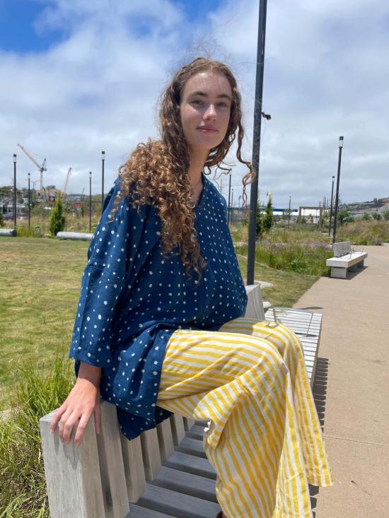  해피 프렌치 갱 숏 원피스 인디고 & 도트 드레스 인디고/도트 - HAPPY FRENCH GANG