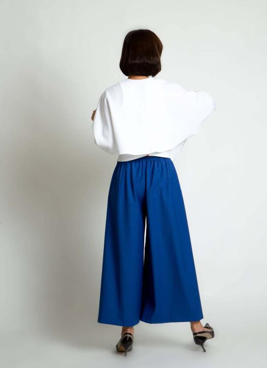  카렘 크롭 팬츠 스테이먼 크롭 포켓 팬츠 (엘라스틱 허리) 아주르 블루 - KAAREM