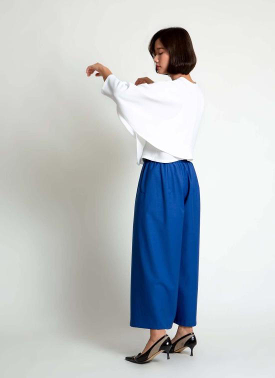  KAAREM 크롭 팬츠 카렘 스테이먼 크롭 포켓 팬츠 (엘라스틱 허리) 아주르 블루 - OTHER BRANDS