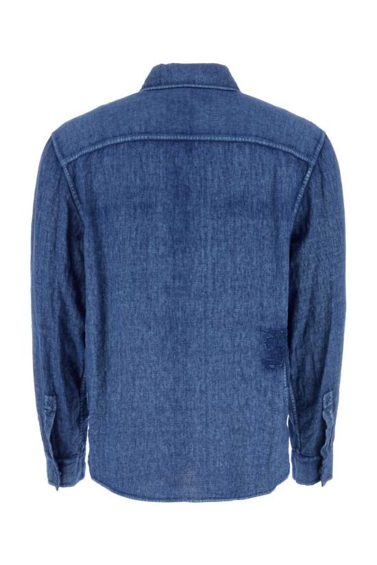  버버리 데님 셔츠 데님 블루 린넨  나이트 - BURBERRY
