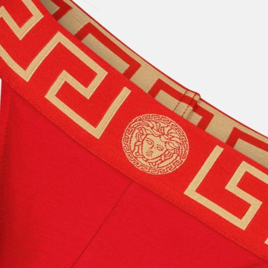  베르사체 팬티 그레카 보더 스트레치드 조크스트랩 레드골드 - VERSACE