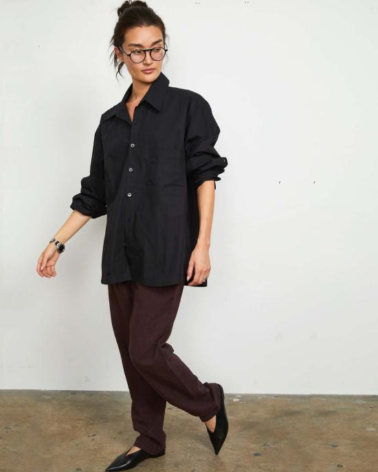  LWN 셔츠 Lwn 애쉬 셔츠 블랙 플리츠 - LWN