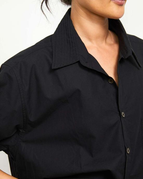  LWN 셔츠 Lwn 애쉬 셔츠 블랙 플리츠 - LWN