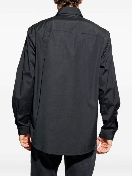  디젤 긴팔 셔츠 S 심플리 GSBH 로고 자수 셔츠 블랙 - DIESEL