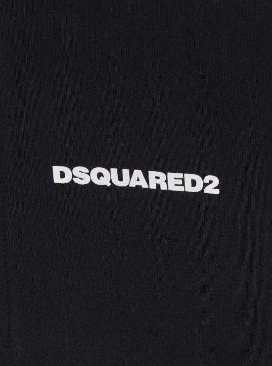  디스퀘어드2 긴팔 티셔츠 Dsquared2 블랙 하이넥 스웨트셔츠 (앞면에 레터링 로고) 코튼 소재, 블랙 - DSQUARED2