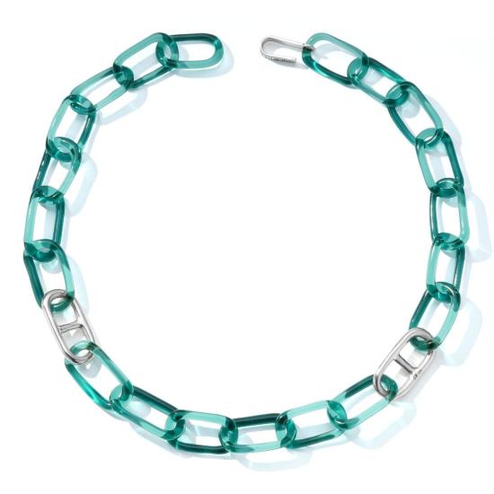  제인 다렌스부르그 목걸이/팬던트 제인 다렌스버그 틸 오벌 앤 마리너 링크 체인 목걸이 실버/틸 - JANE DARENSBOURG