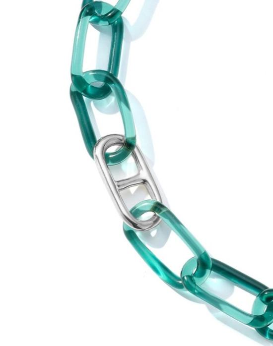  제인 다렌스부르그 목걸이/팬던트 제인 다렌스버그 틸 오벌 앤 마리너 링크 체인 목걸이 실버/틸 - JANE DARENSBOURG