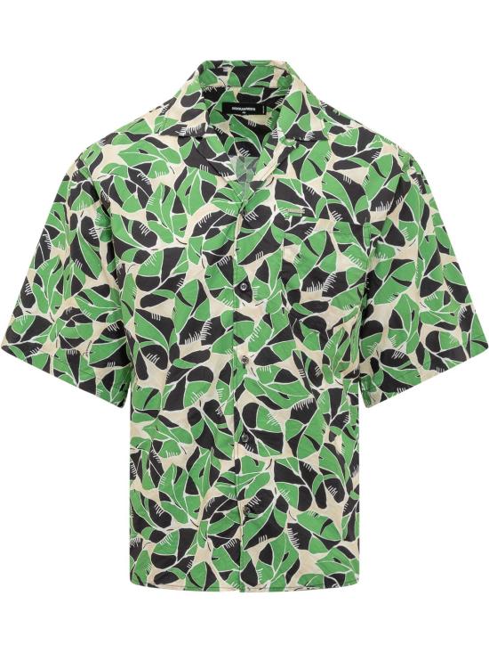  디스퀘어드2 반팔 티셔츠 Dsquared2 볼링 드롭숄더 셔츠 베이지/그린