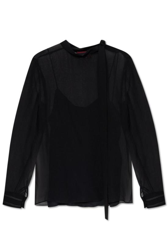  구찌 블라우스 실크  블랙 믹스