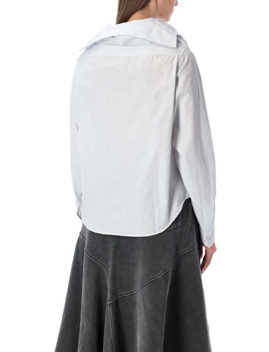  아워레가시 셔츠 아워 레거시 카오나시 스트라이프 포플린 셔츠 (접힌 칼라, 핀스트라이프, 화이트) - OUR LEGACY