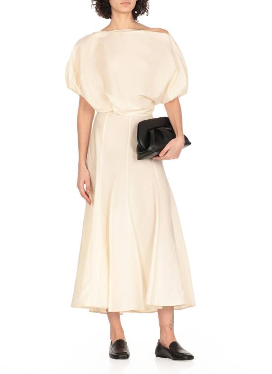  케이트 미디 스커트 Khaite Lenno 플레어 헴  내추럴 - KHAITE