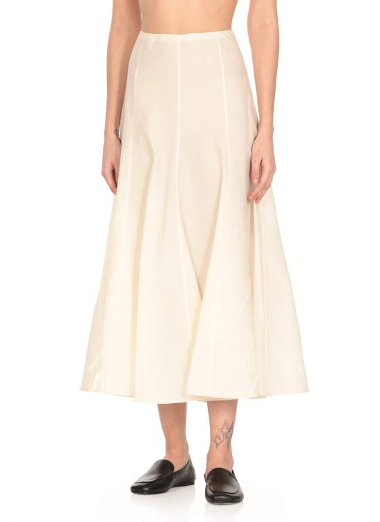  케이트 미디 스커트 Khaite Lenno 플레어 헴  내추럴 - KHAITE