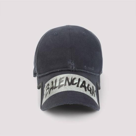  발렌시아가 모자 캡 페이디드 워시드 블랙 - BALENCIAGA